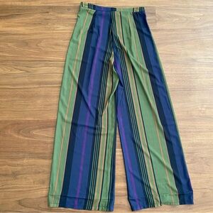 Made in Italy Wide Leg Striped Pants Women’s Medium Green Blue NWT